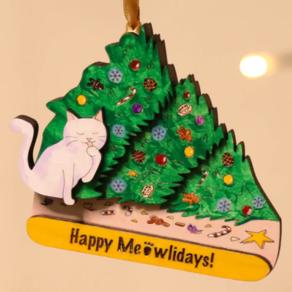 cat ornament painted
